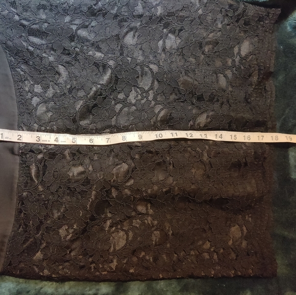 NWOT, black lace skirt by Chinese Laundry, unique back zipper, pristine! - Picture 6 of 7